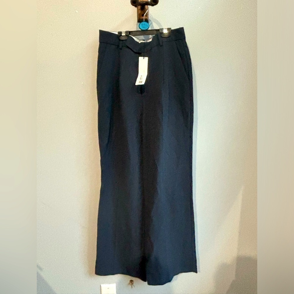 NWT Zara Wide Leg Navy Trousers Size Medium